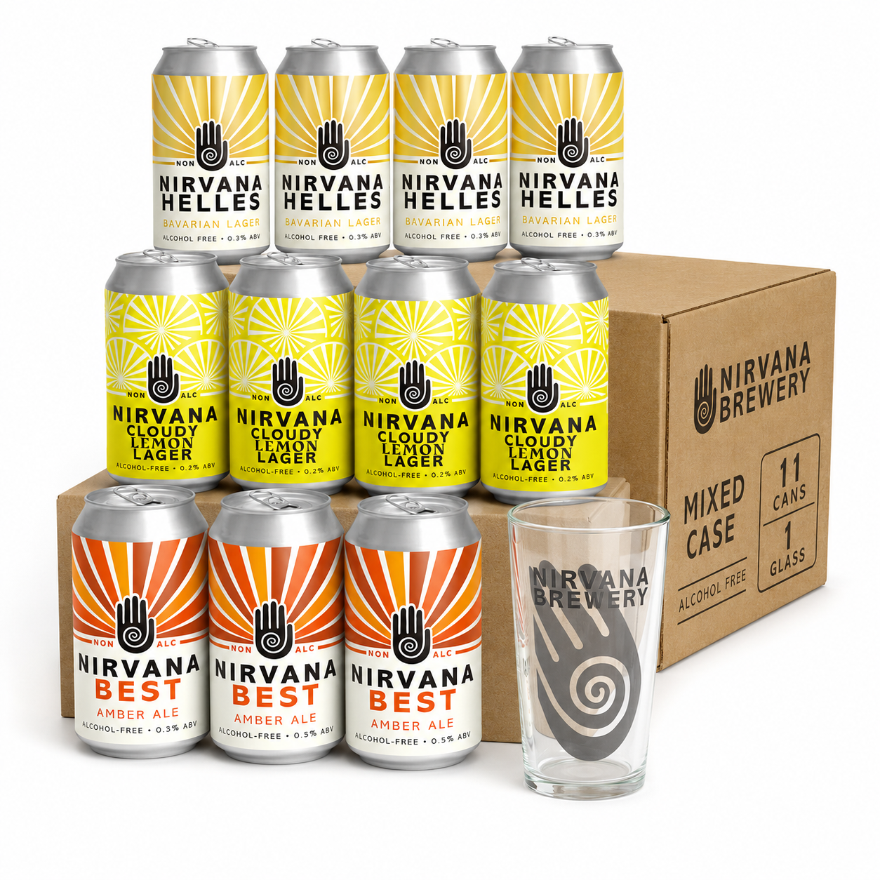 Nirvana Mixed Beer Case with Glass - Alcohol Free Beer Gift Box