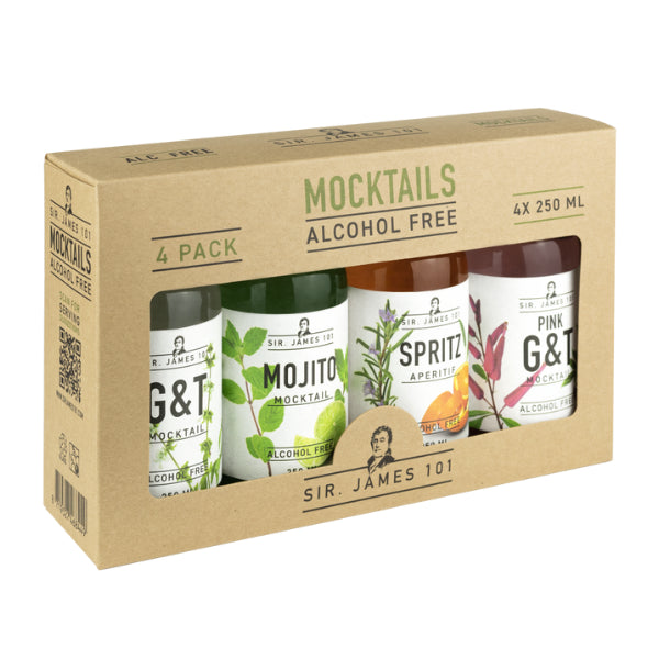 Sir James Mocktails Gift Box – G&T, Pink G&T, Spritz & Mojito (4 × 250ml)