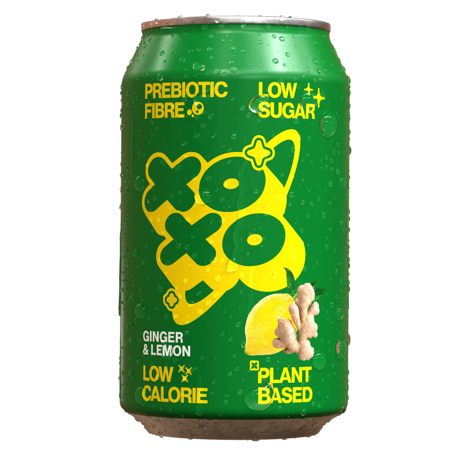 XOXO Ginger and Lemon Prebiotic Soda - Low Sugar Alcohol Free Soft Drink