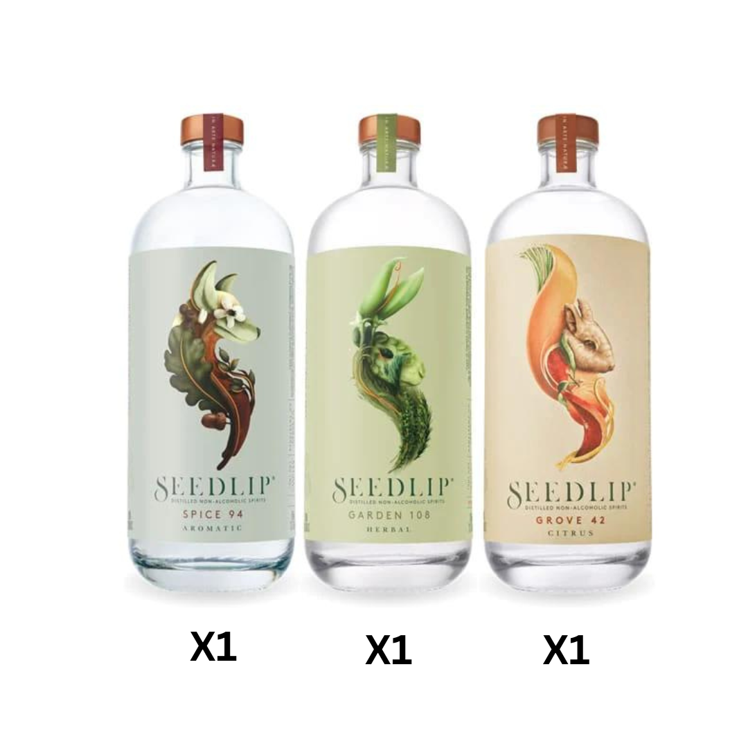 Seedlip Spice 94, Garden 108, & Grove Distilled Non Alcoholic Spirit 3 x 70cl