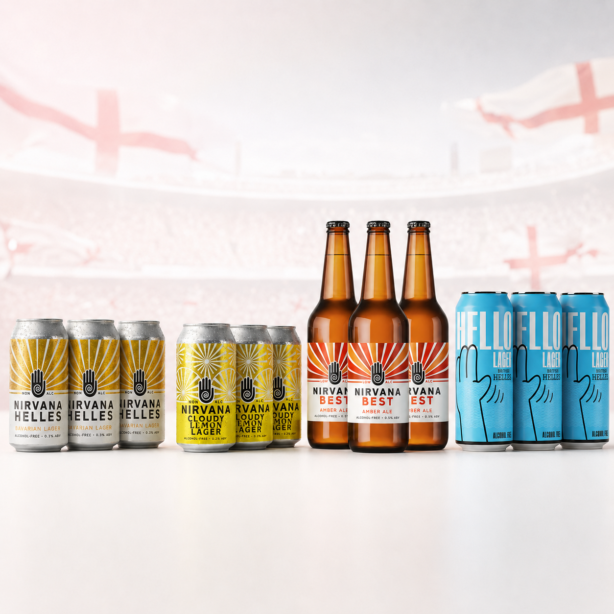 England Beer World Cup Match Pack Alcohol Free Beer Case Up to 0.5% ABV
