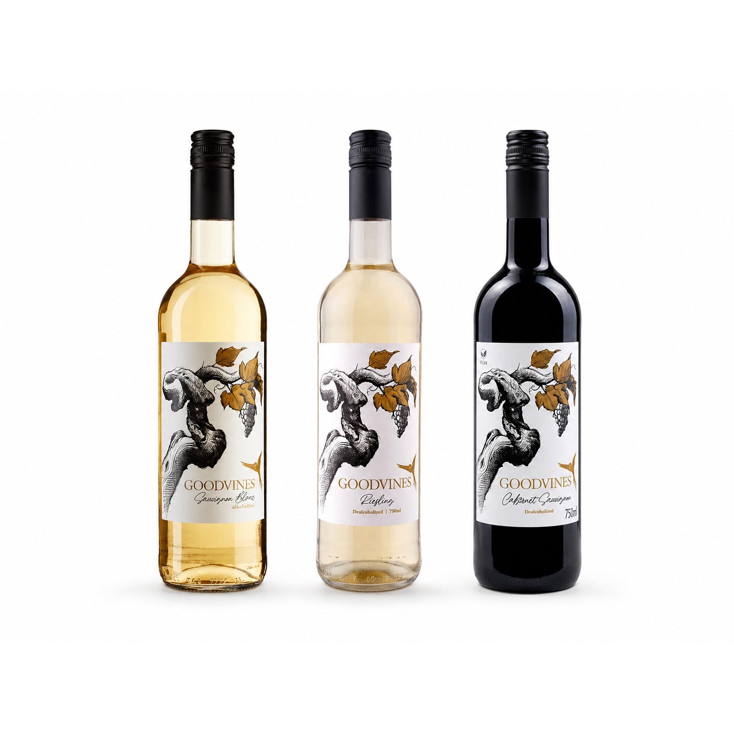 Goodvines Alcohol Free Wine Mixed Case - Non Alcoholic Red and White Wine Trio