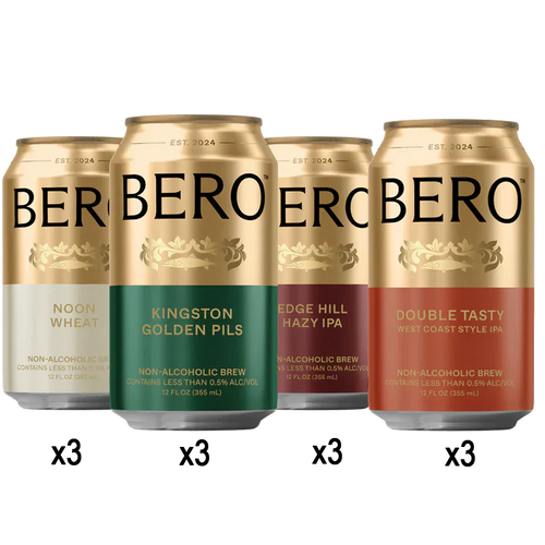 Bero Brewing Variety Pack - Non Alcoholic Beer Mixed Case (12 Drinks)