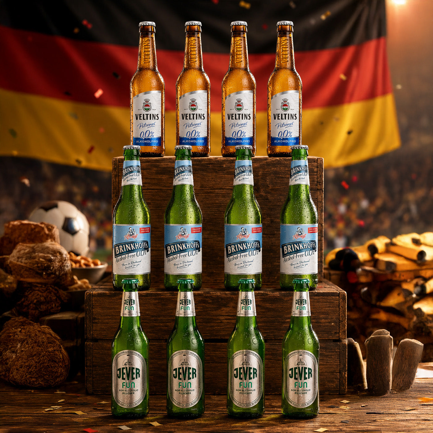 German World Cup Lager Match Pack 0.0% to 0.5% Alcohol Free Beer Case