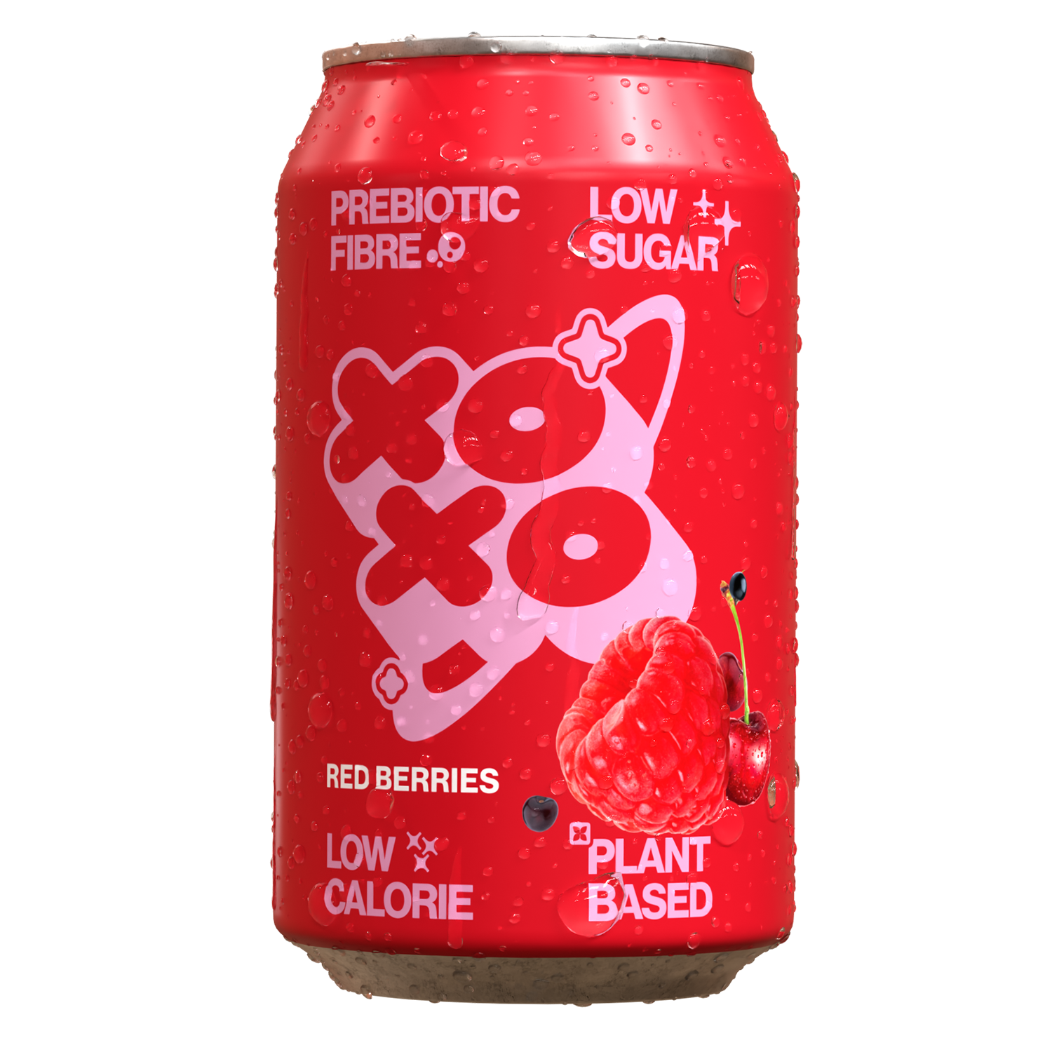 XOXO Red Berries Prebiotic Soda - Low Sugar Alcohol Free Soft Drink