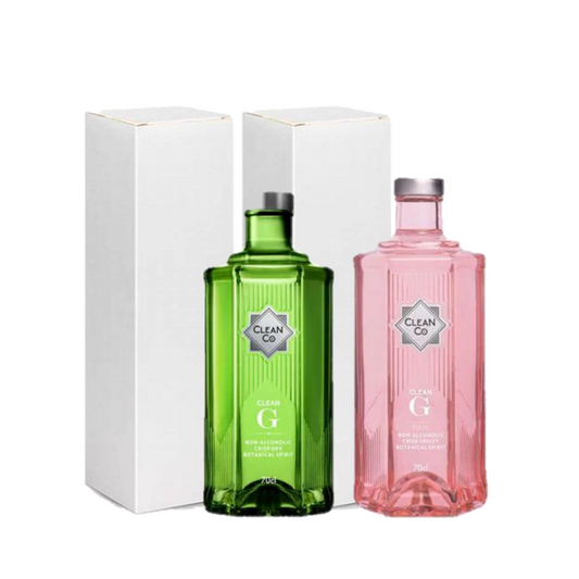 CleanCo's Gin-Lovers' Delight: Clean G & Pink Twin Pack | Non Alcoholic Gin Alternative - Includes Premium White Gift Box