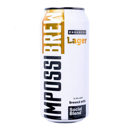 A can of Impossibrew Enhanced Lager