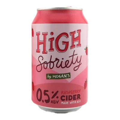 Hogan's High Sobriety Raspberry Cider Cans - Non Alcoholic Cider