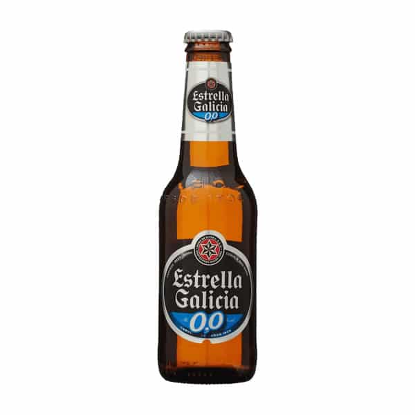 A bottle of Estrella Galicia Lager 0.0